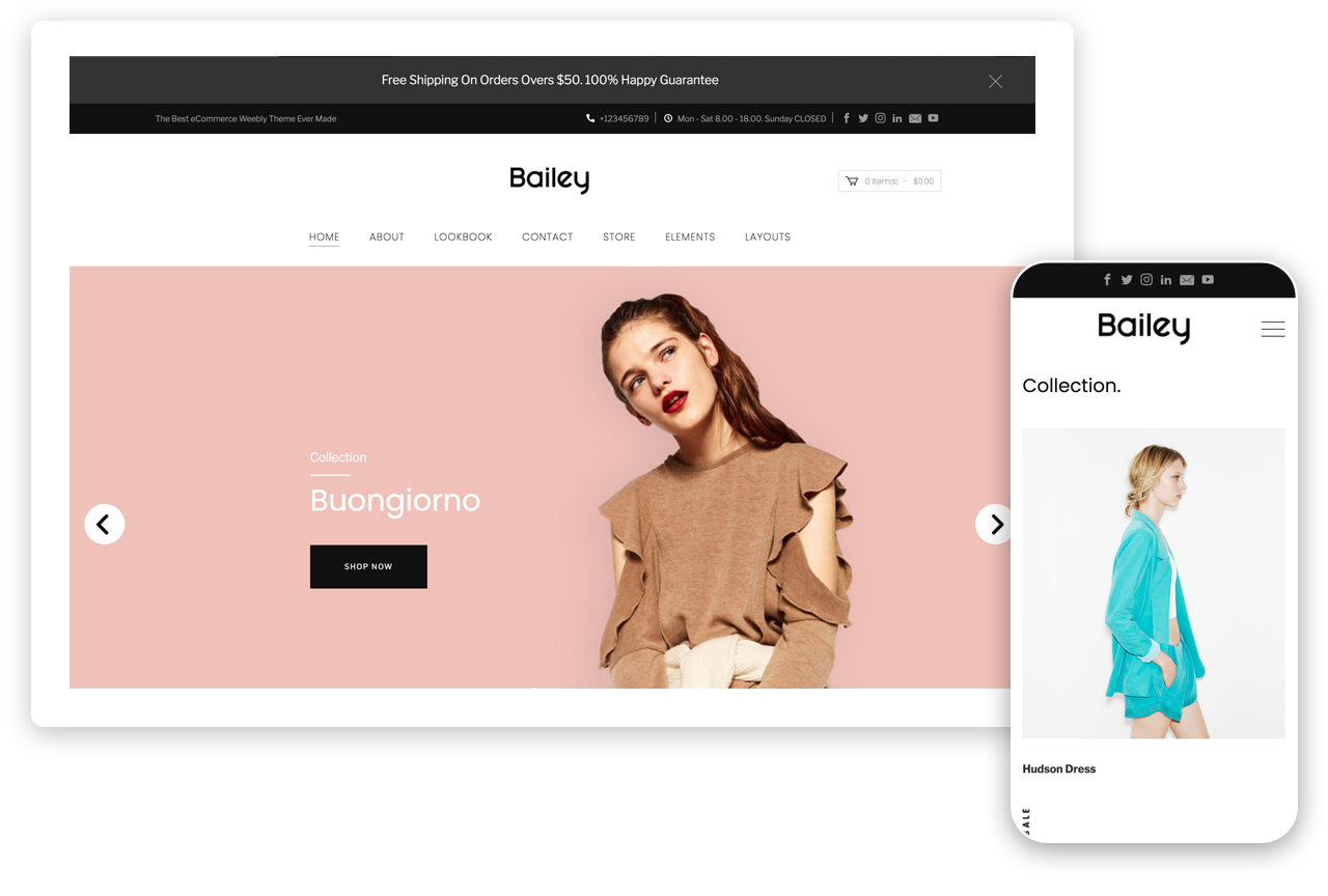 Bailey ecommerce Weebly Theme