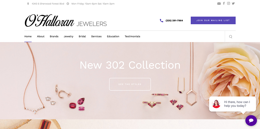 O Halloran Jewellers website example