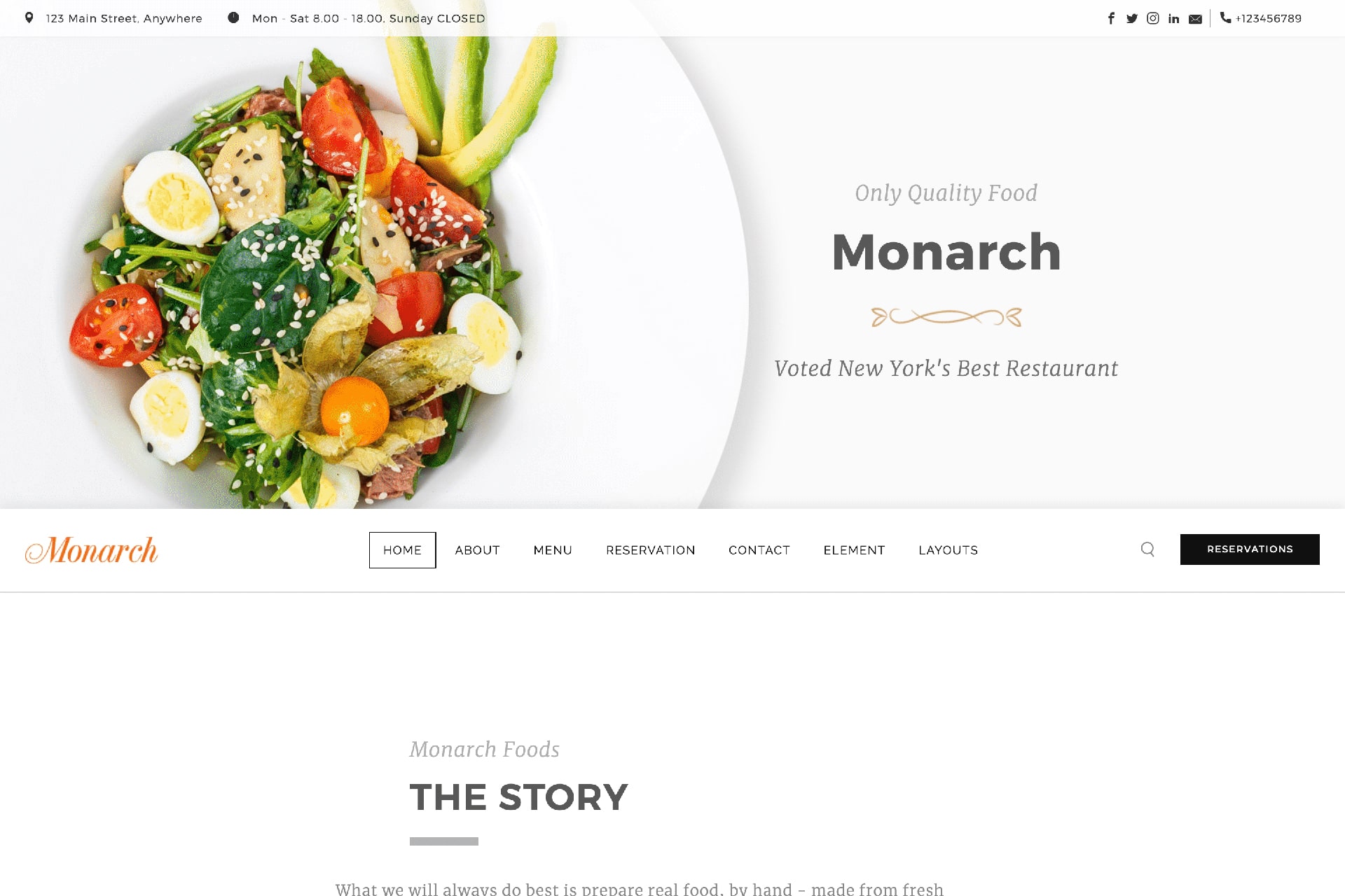 Weebly website example 22 - Monarch Restaurant