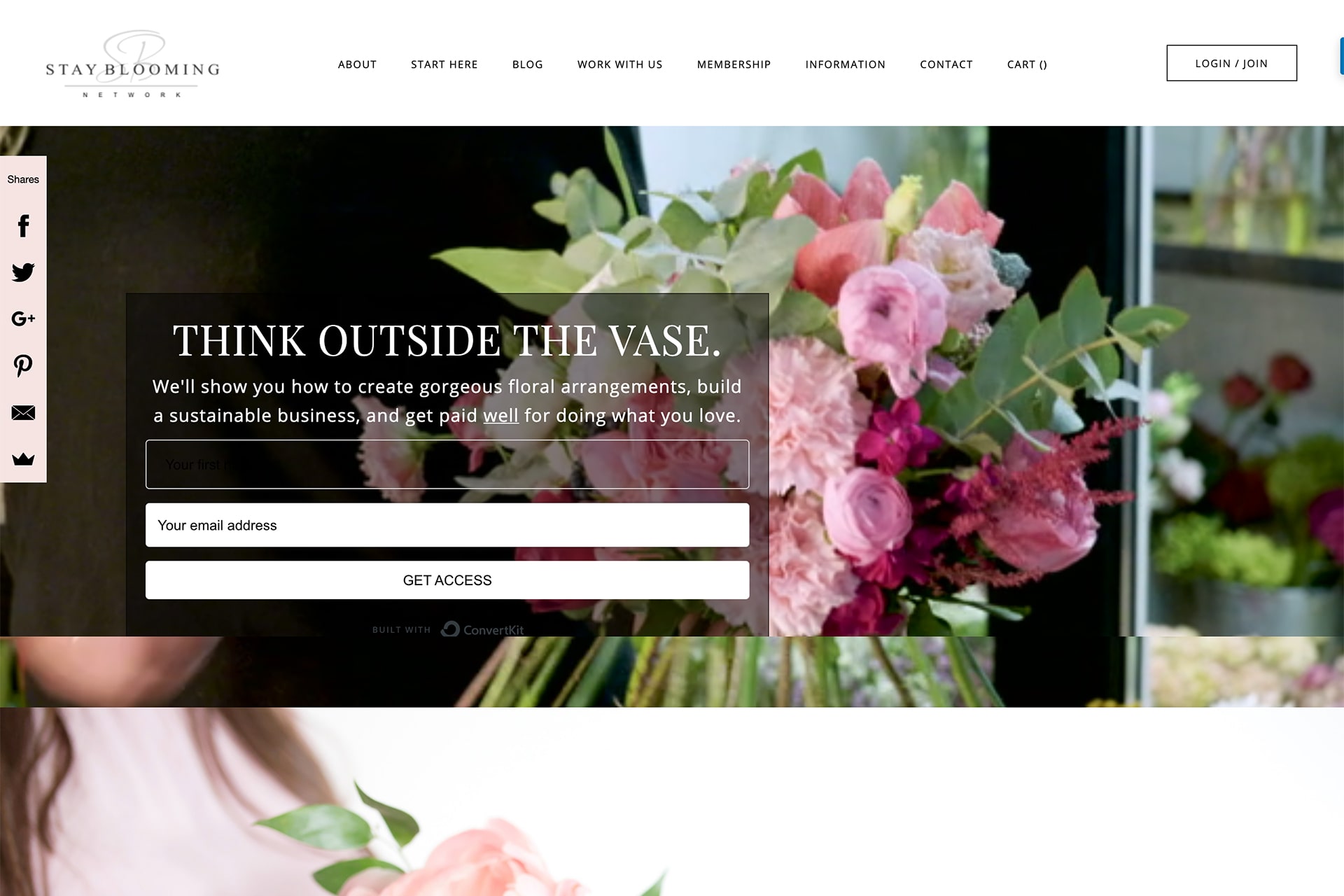Weebly website example 6 - Stay Blooming Flower